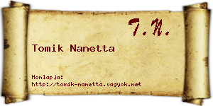 Tomik Nanetta névjegykártya